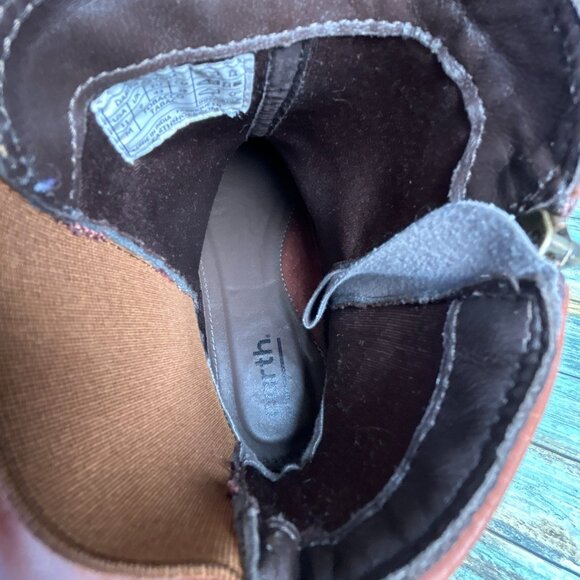 Earth Ankle Boot Womens 11M Brown Leather Zip Block Heel Casual Burnished Toe - Picture 4 of 12